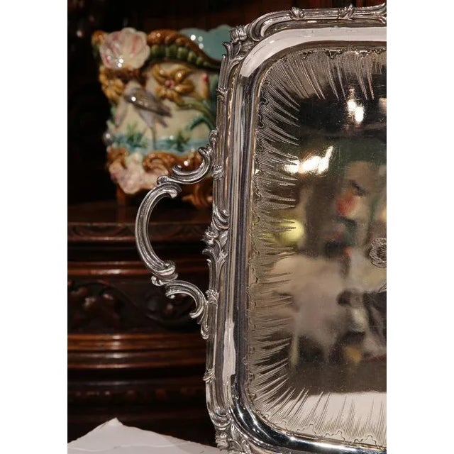 Maison Christofle 19th Century French Christofle Silver Plated Repoussé Serving Tray For Sale - Image 4 of 9