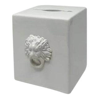 21st Century Italian Ceramic Tissue Box by The Mane Lion For Sale