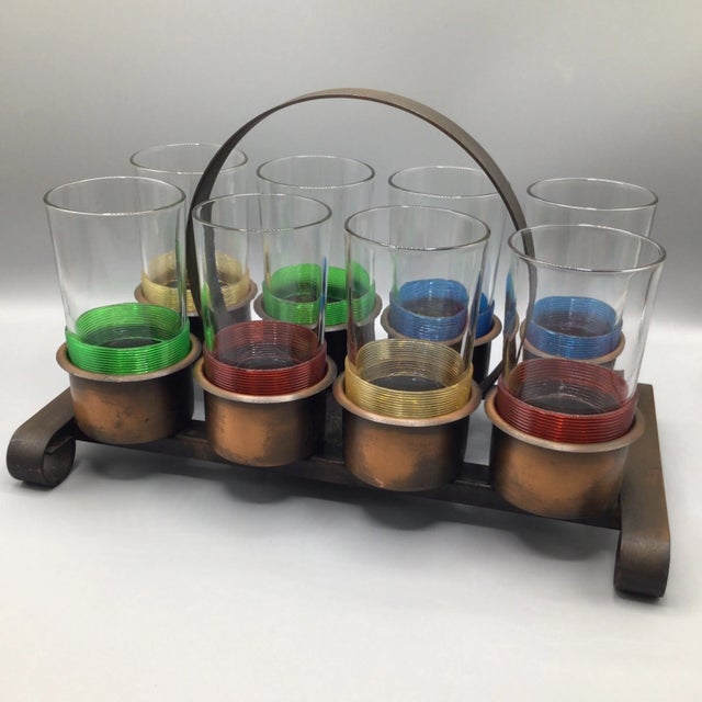 Federal Highball Glasses and Caddy-Set of 9 For Sale - Image 13 of 13