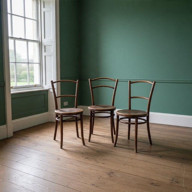 Wood Antique Fischel Bentwood Chairs-Set of 4-Czech Bistro Dining-Irish Hospital-Deco For Sale - Image 7 of 11
