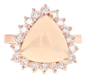 4.56 Carat Opal Diamond Rose Gold Engagement Ring, Size 7