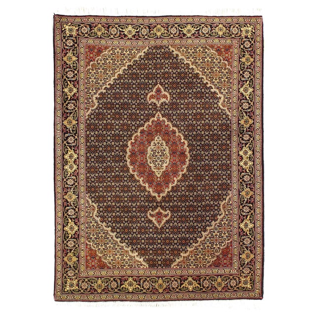 Fine Hand Knotted Silk & Wool Persian Tabriz Rug For Sale - Image 4 of 4