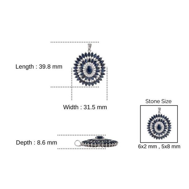 11 CTW Blue Sapphire & Diamond Halo Pendant in 925 Sterling Silver For Sale - Image 11 of 14