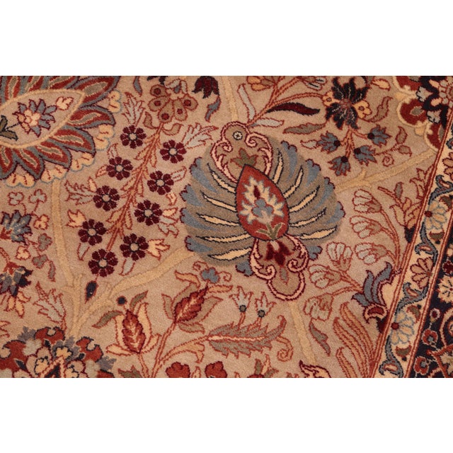 Shabby Chic 1990's Floral Pak-Persian Taupe/Blue Wool Rug - 6'1'' X 9'1'' For Sale - Image 3 of 9