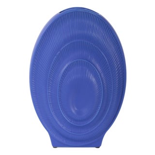 Radiant Blue Short Ceramic Vase For Sale