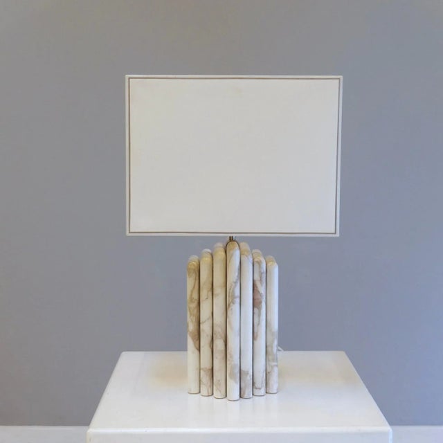 Ivory Large Brutalist Marble Table Lamp from Maison Jansen, 1980s For Sale - Image 8 of 8