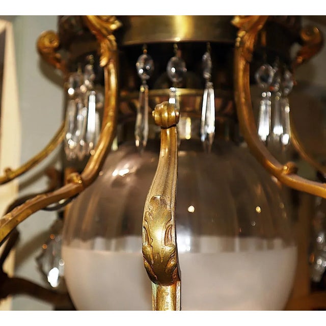 1900s French Art Nouveau Bronze Dore' Chandelier For Sale In West Palm - Image 6 of 9