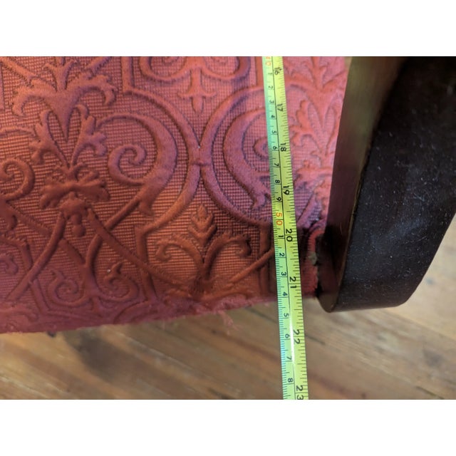 Vintage Wooden Armchair With Red Upholstery – Carved Details and Claw Feet, Vintage Accent Chair For Sale - Image 13 of 16