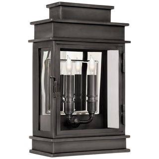 Chapman & Myers for Visual Comfort Signature Linear Lantern Short in Bronze For Sale