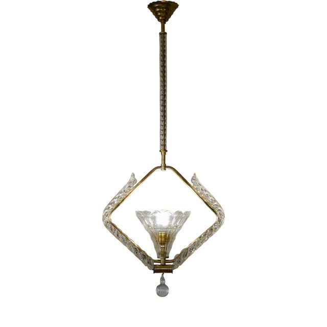 Art Deco Murano Glass Pendant attributed to Ercole Barovier for Barovier& Toso, 1930s For Sale