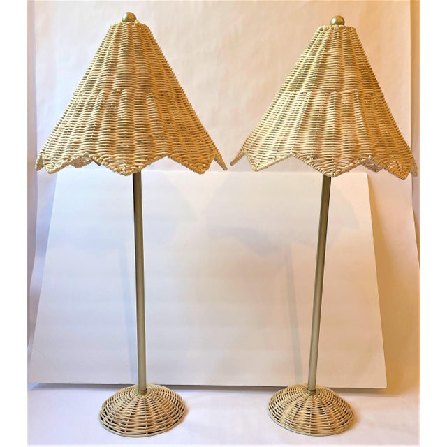 Contemporary Lillian August Rattan Parasol Lamps a Pair Chairish
