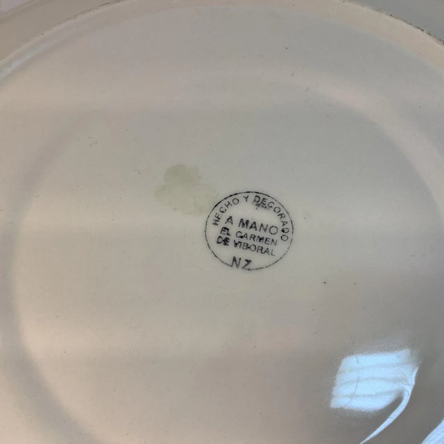 Mid-Century Modern Mid-Century Hand Painted Blue & White Plate From Columbia, South America. For Sale - Image 3 of 7