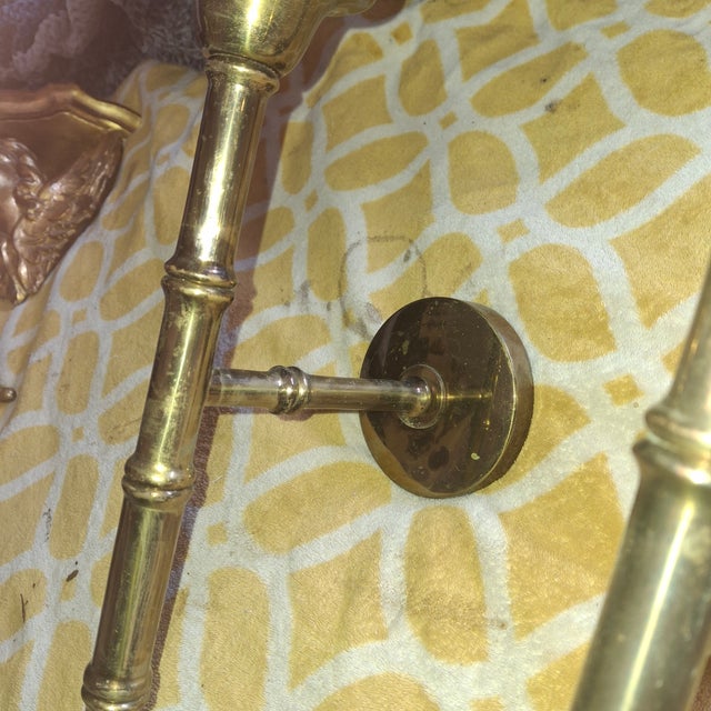 1950's French Mid Century Modern Tall Bronze "Bamboo" Wall Sconces by Maison Bagues a - Pair For Sale - Image 10 of 12