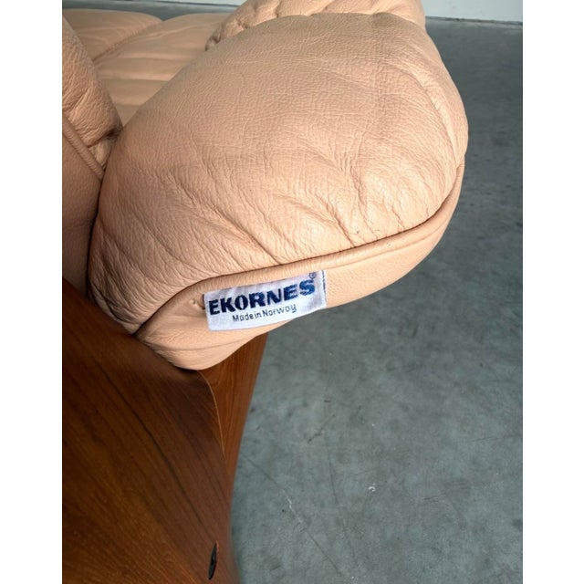 Wood Ekornes Montana Leather Loveseat For Sale - Image 7 of 11
