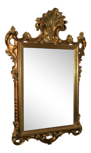 19th Century Italian Carved Gilt Wood Baroque Wall Mirror