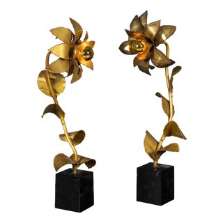 Vintage 20th Century French Floral Table Lamps from Maison Jansen, 1970s, Set of 2 For Sale