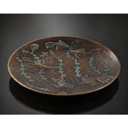 Vintage Art Deco Bronze Tray with Aquatic Motif by Gunnar Nylund, Sweden, 1930s For Sale - Image 3 of 9