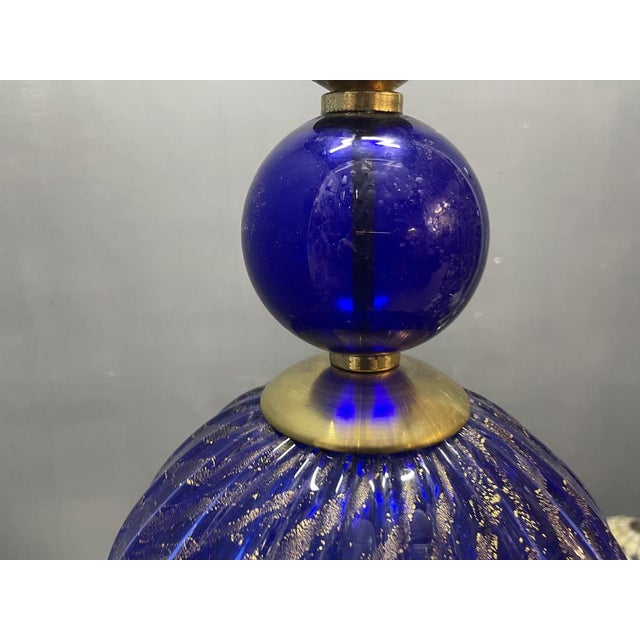 1980s Murano Cobalt Blue Glass Pendant Light, Italy, 1980s For Sale - Image 5 of 13