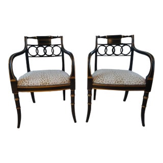 1980s Baker Regency Style Governor Alastor Chairs - Set of 2 For Sale
