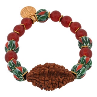 Mystic Root Rudraksha & Carnelian Spiral Bracelet For Sale
