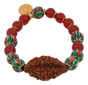 Mystic Root Rudraksha & Carnelian Spiral Bracelet