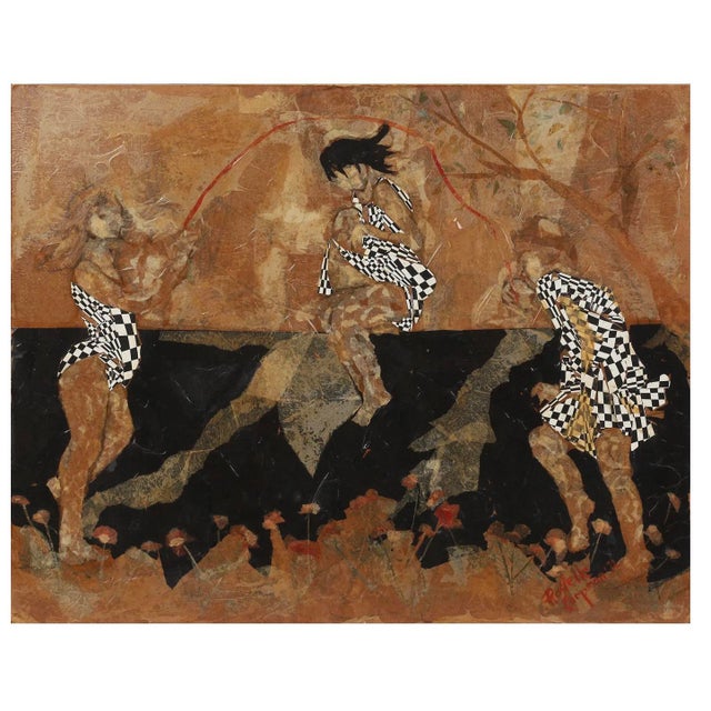 Original Rodelle Karpman Mixed Media Expressionist Painting For Sale - Image 4 of 4