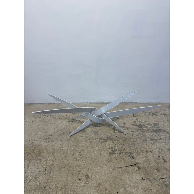 Silas Seandel Silas Seandel Attrb. Brutalist Torch Cut White Lacquer Steel Coffee Table Base For Sale - Image 4 of 15
