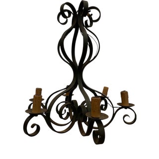 Louis XV Style Wrought Iron 6-Light Chandelier, 20th Century For Sale