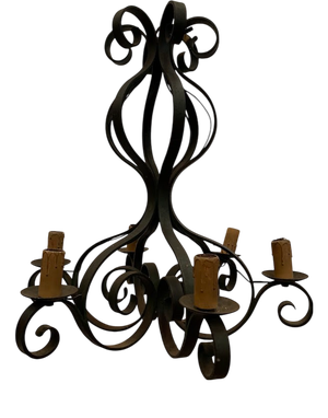 Louis XV Style Wrought Iron 6-Light Chandelier, 20th Century