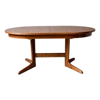 Vintage Scandinavian Oval Table with Central Pedestal Base, 1970s For Sale
