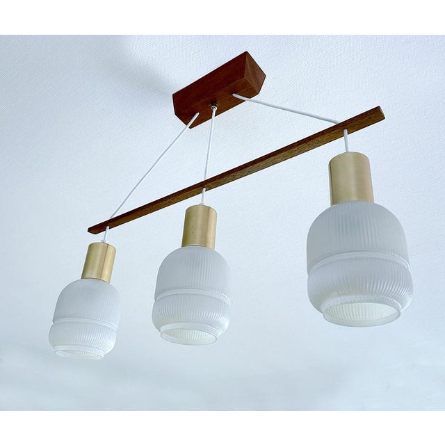 Danish Pendant Light in Glass and Teak, 1960s For Sale - Image 18 of 18