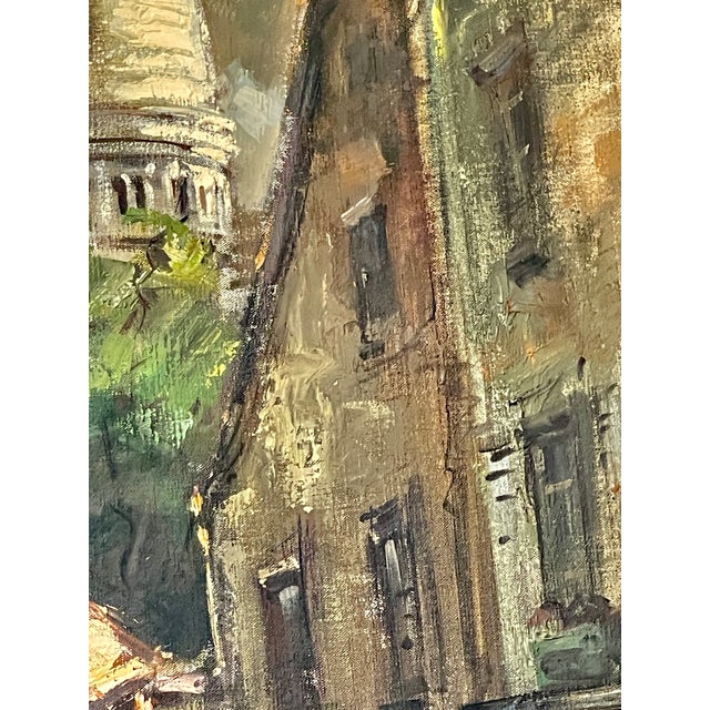 20Th. Century. Cityscape Paris by Night in Montmartre, Oil on Canvas, Signed For Sale - Image 12 of 15