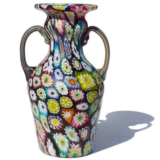 Vintage Murano Fratelli Toso Millefiori Flower Mosaic Rainbow