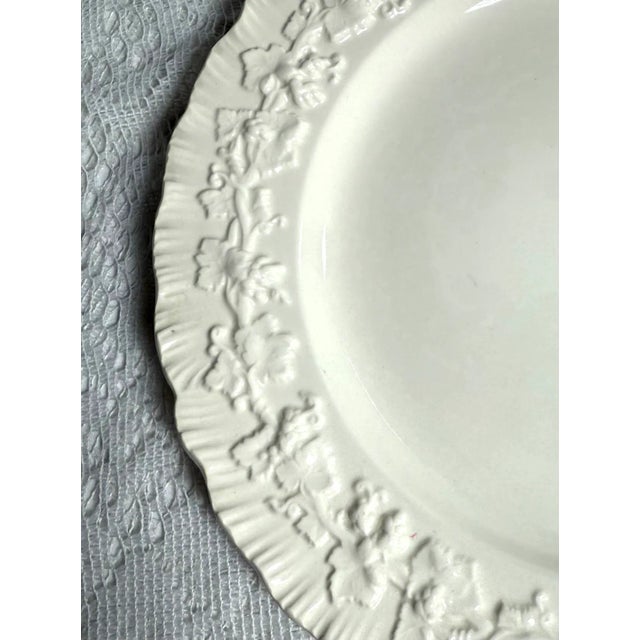 Classical Roman Wedgwood Shell Edge Salad Plate – Set of 2, Embossed Vine & Leaf Border, Cream on Cream Color For Sale - Image 3 of 4