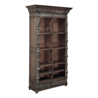 19th Century Renaissance Revival Carved Oak Barrister's Bookcase For Sale