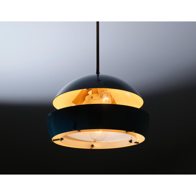 Blue Vintage Italian Pendant Lamp, 1950s For Sale - Image 8 of 14