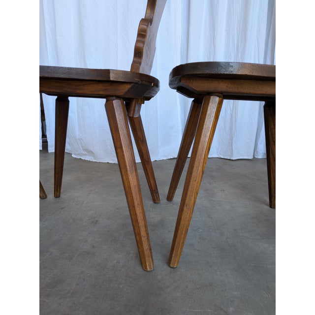 Wood Farmhouse Tyrolean Chairs with Heart Cutout Back, 1970s, Set of 6 For Sale - Image 7 of 18