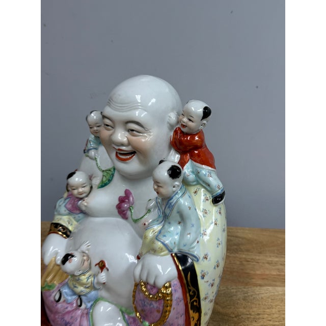 Vintage Chinese Ceramic "Hotei" Laughing Buddha For Sale - Image 10 of 12
