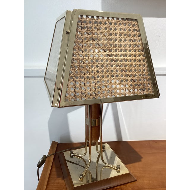 Brass and Wicker Table Lamp, 1970s For Sale - Image 13 of 14
