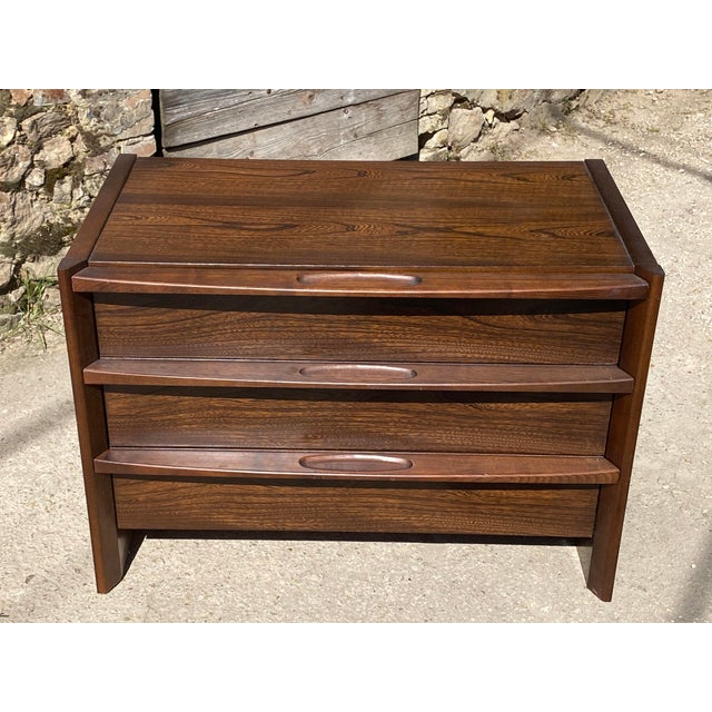 Vintage Veneer Chest of Drawers in Elm Wood, 1970s For Sale - Image 3 of 18
