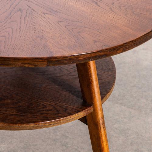 Three-Legged Round Table with Circular Shelf, 1950s For Sale - Image 6 of 7
