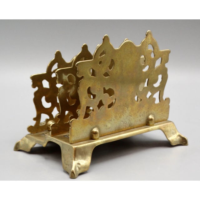 1920s 1920's Early English Gilt Brass Double Letter Rack For Sale - Image 5 of 8