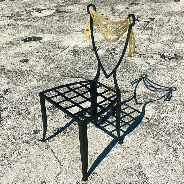 Vintage Postmodern Swag Metal Chair For Sale In West Palm - Image 6 of 11