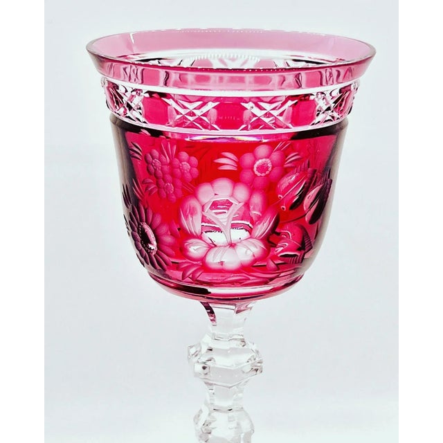 A stunning pair of handcrafted meissen echt bleikristall wine glasses, in the rare flower of london pattern. Each glass...