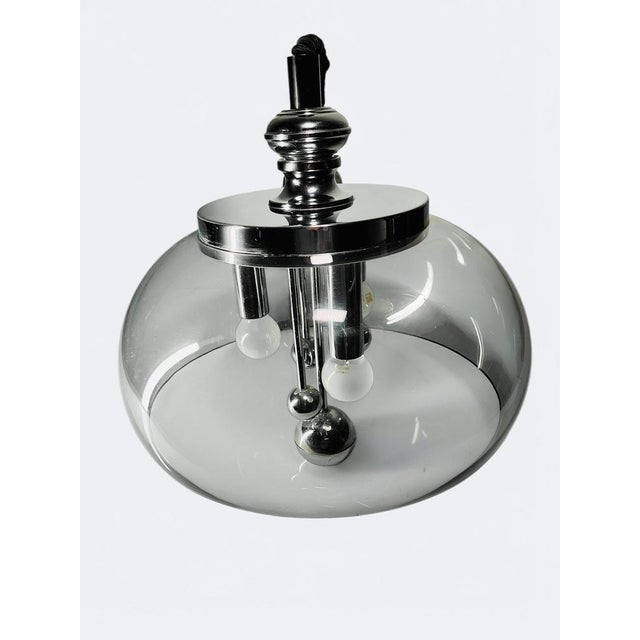 Space Age Acrylic Glass and Chrome Sputnik Ceiling Lamp, 1970s For Sale - Image 3 of 7