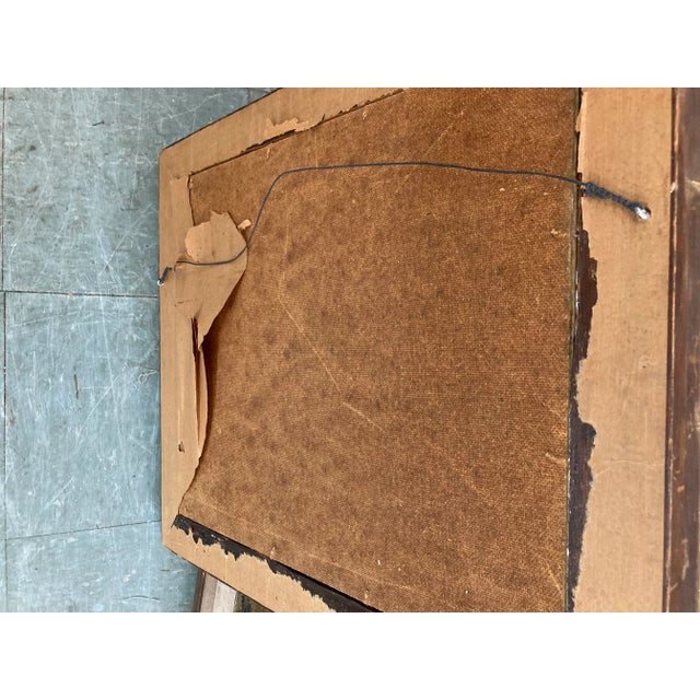 Metal Antique Oil on Canvas in Lemon Gold Gilt Frame For Sale - Image 7 of 12