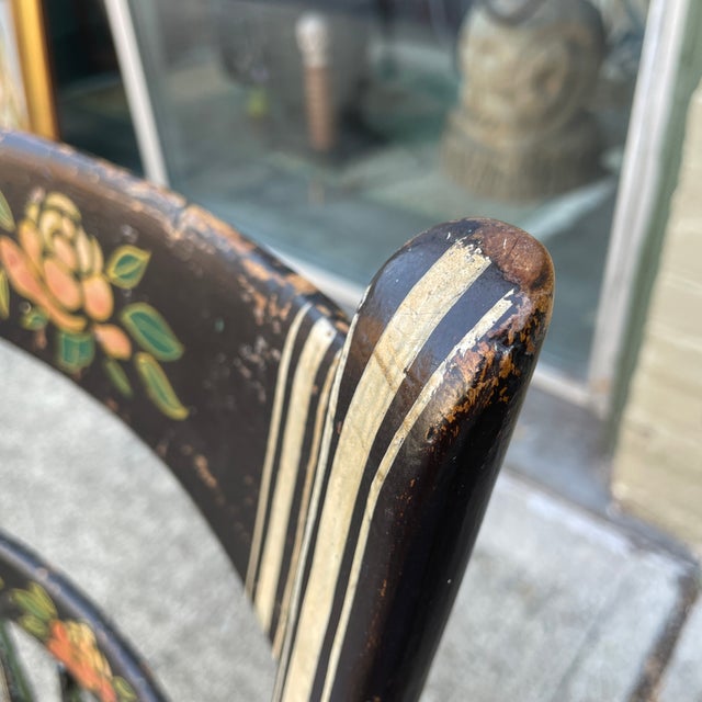 Set of 4 1800s Hand-Painted Panel-Back Windsor Chairs For Sale - Image 4 of 10