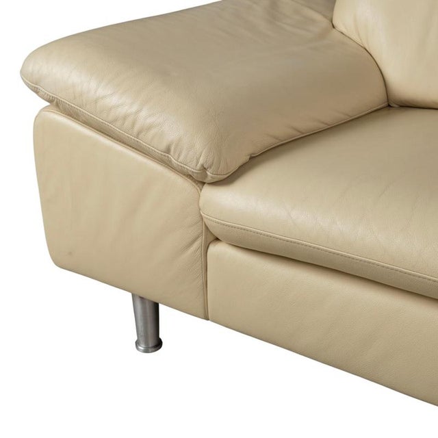 Animal Skin Cream Leather Corner Sofa from Loop For Sale - Image 7 of 18