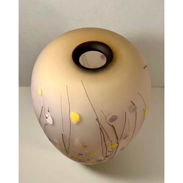 2018 Eric Bladholm Signed Satin Art Glass Vase 16” H For Sale - Image 4 of 9