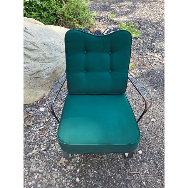 Mid 20th Century Vintage Wrought Iron Outdoor Patio Chair For Sale - Image 5 of 12
